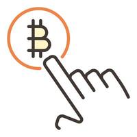 Bitcoin sign and Human Hand Blockchain Technology Tapping colored icon or logo element vector