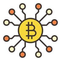 Chip with Bitcoin sign Crypto Technology colored icon or logo element vector
