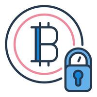 Bitcoin with Padlock Cryptocurrency security colored icon or sign vector