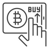 Tablet with Bitcoin Crypto Trading linear icon or symbol vector