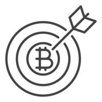 Target with Bitcoin Cryptocurrency outline icon or symbol vector