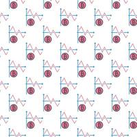 Bitcoin Falling Graph Cryptocurrency colored seamless pattern vector