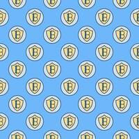 Bitcoin in Shield Cryptocurrency Protection colored seamless pattern vector