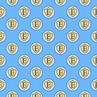 Bitcoin in Shield Cryptocurrency Protection colored seamless pattern vector