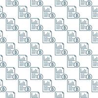Document with Bitcoin Cryptocurrency seamless pattern in outline style vector