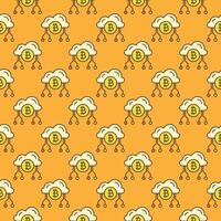 Bitcoin Cloud Technology Crypto Currency colored seamless pattern vector