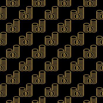 Bitcoin Coin Crypto Coins linear seamless pattern vector