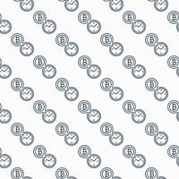 Bitcoin Time Cryptocurrency Clock outline seamless pattern vector