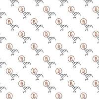Hand tapping on Bitcoin sign Blockchain Technology linear seamless pattern vector