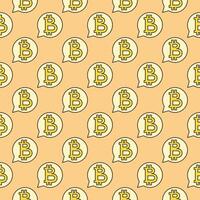 Bitcoin sign in Speech Bubble Cryptocurrency colored seamless pattern vector