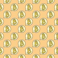 Bitcoin sign in Speech Bubble Cryptocurrency colored seamless pattern vector