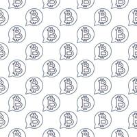 Speech Bubble with Bitcoin Cryptocurrency seamless pattern in outline style vector