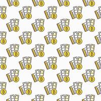 Bitcoin with Cash Cryptocurrency colored seamless pattern vector