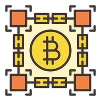 Bitcoin inside Blockchain Decentralized Cryptocurrency colored icon or design element vector