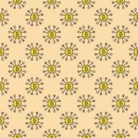 Chip with Bitcoin sign Crypto Technology colored seamless pattern vector