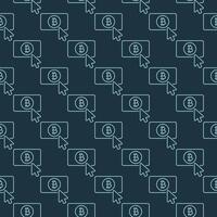 Mouse click on Bitcoin button Crypto Currency seamless pattern in thin line style vector