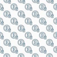 Padlock with Bitcoin Cryptocurrency security seamless pattern in outline style vector
