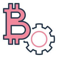 Bitcoin and Cog wheel Crypto Currency Settings colored icon or symbol vector