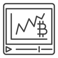 Bitcoin Crypto Currency Education round icon or sign in thin line style vector