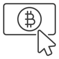 Mouse click on Bitcoin button Crypto Currency icon or sign in thin line style vector