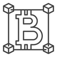 Bitcoin inside Blocks Decentralized Cryptocurrency thin line icon or symbol vector