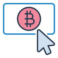 Mouse cursor on Bitcoin button Crypto Currency colored icon or symbol vector