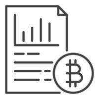 Document with Bitcoin Cryptocurrency icon or symbol in outline style vector