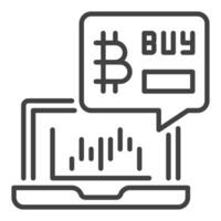 Trading on Laptop Bitcoin Cryptocurrency Trading thin line icon or symbol vector