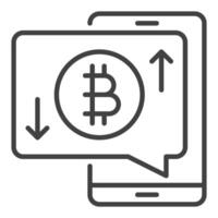 teléfono inteligente con bitcoin firmar cripto teléfono contorno icono o símbolo vector