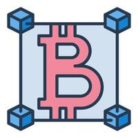 Blocks with Bitcoin Decentralized Cryptocurrency colored icon or design element vector