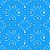 Shield with Bitcoin Cryptocurrency Protection linear seamless pattern vector