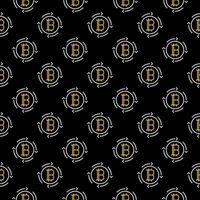 Bitcoin with Arrows Crypto Currency round seamless pattern in thin line style vector