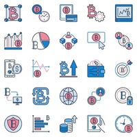 Bitcoin Crypto colored icons - Cryptocurrency exchange and payment concept symbols collection vector