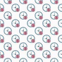 Bitcoin Clock Decentralized Cryptocurrency colored seamless pattern vector