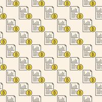 Bitcoin Document Cryptocurrency Papers colored seamless pattern in outline style vector