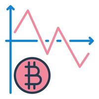 Bitcoin Falling Graph Cryptocurrency colored icon or sign vector