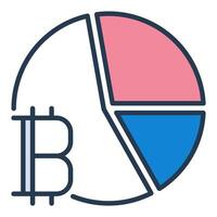 Pie Chart with Bitcoin sign Crypto colored icon or logo element vector