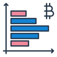 Graph with Bitcoin Crypto Trading colored icon or logo element vector