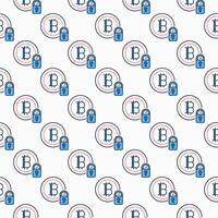 Bitcoin with Padlock Cryptocurrency security colored seamless pattern vector