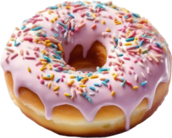 genieten in de onweerstaanbaar charme van een donut, met een glanzend topping dat belooft een verrukkelijk, decadent beleven. ai-gegenereerd. png