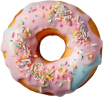 Indulge in the irresistible charm of a donut, featuring a lustrous topping that promises a delightful, decadent experience. AI-Generated. png