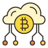 bitcoin nube tecnología cripto moneda de colores icono o símbolo vector
