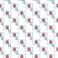 Mouse cursor on Bitcoin button Crypto Currency colored seamless pattern vector