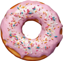 genieten in de onweerstaanbaar charme van een donut, met een glanzend topping dat belooft een verrukkelijk, decadent beleven. ai-gegenereerd. png