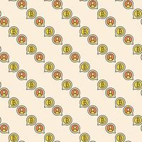 P2P Bitcoin Crypto Currency in Speech Bubble Exchange colored seamless pattern vector