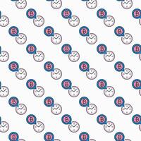 Time and Bitcoin Cryptocurrency Clock colored seamless pattern vector