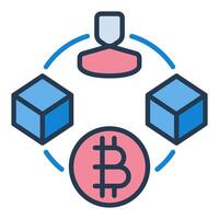 Man and Bitcoin blocks Blockchain Technology colored icon or logo element vector