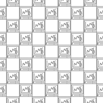 bitcoin cripto moneda educación redondo sin costura modelo en Delgado línea estilo vector