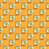 Bitcoin sign on phone screen Crypto Smartphone colored seamless pattern vector