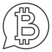 Speech Bubble with Bitcoin Cryptocurrency icon or symbol in outline style vector